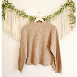 ZARA Neutral Mock Neck Long Sleeve Sweater Top M